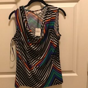 Calvin Klein drapes neck sleeveless blouse